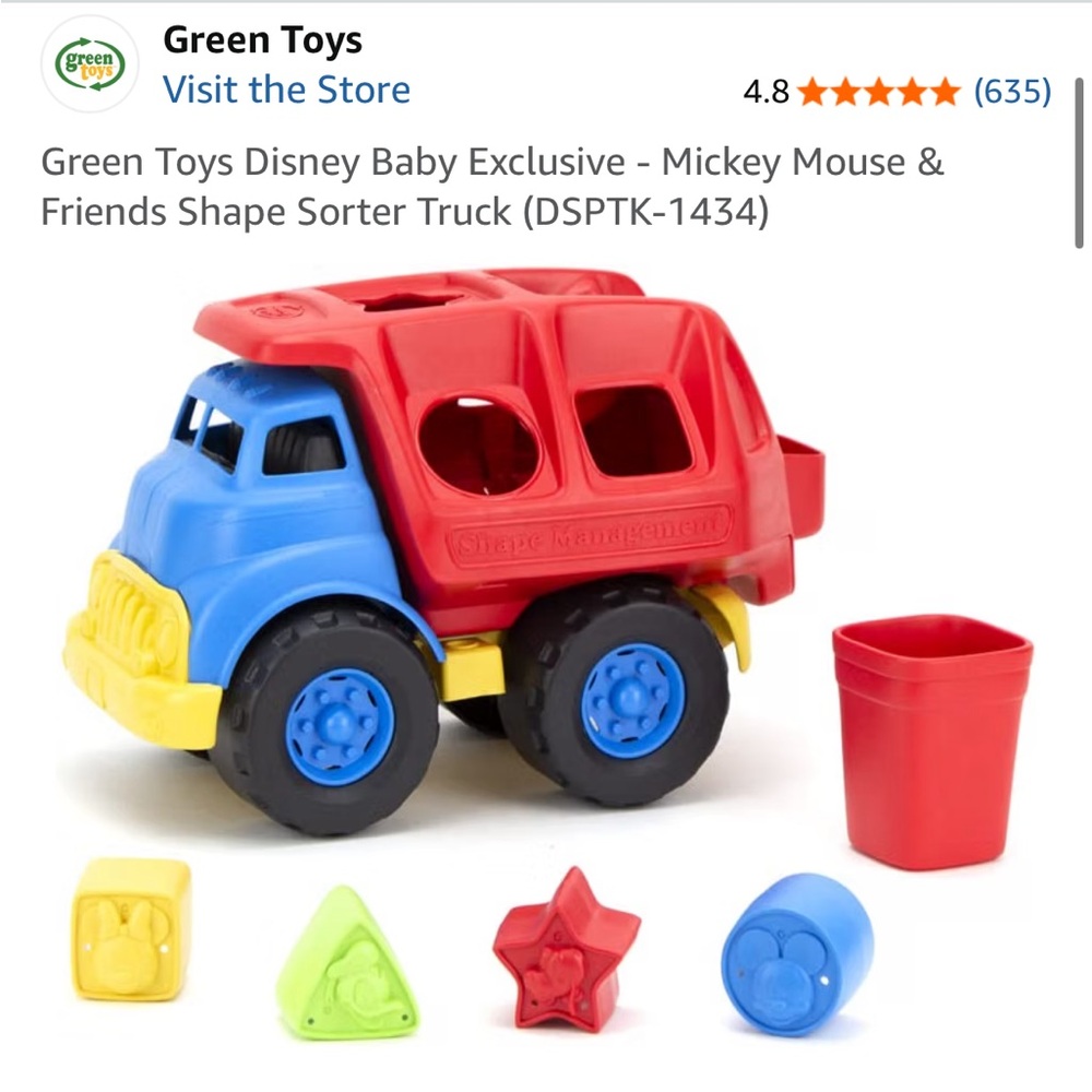 Green Toys Disney Baby Exclusive - Mickey Mouse & Friends Shape Sorter Truck